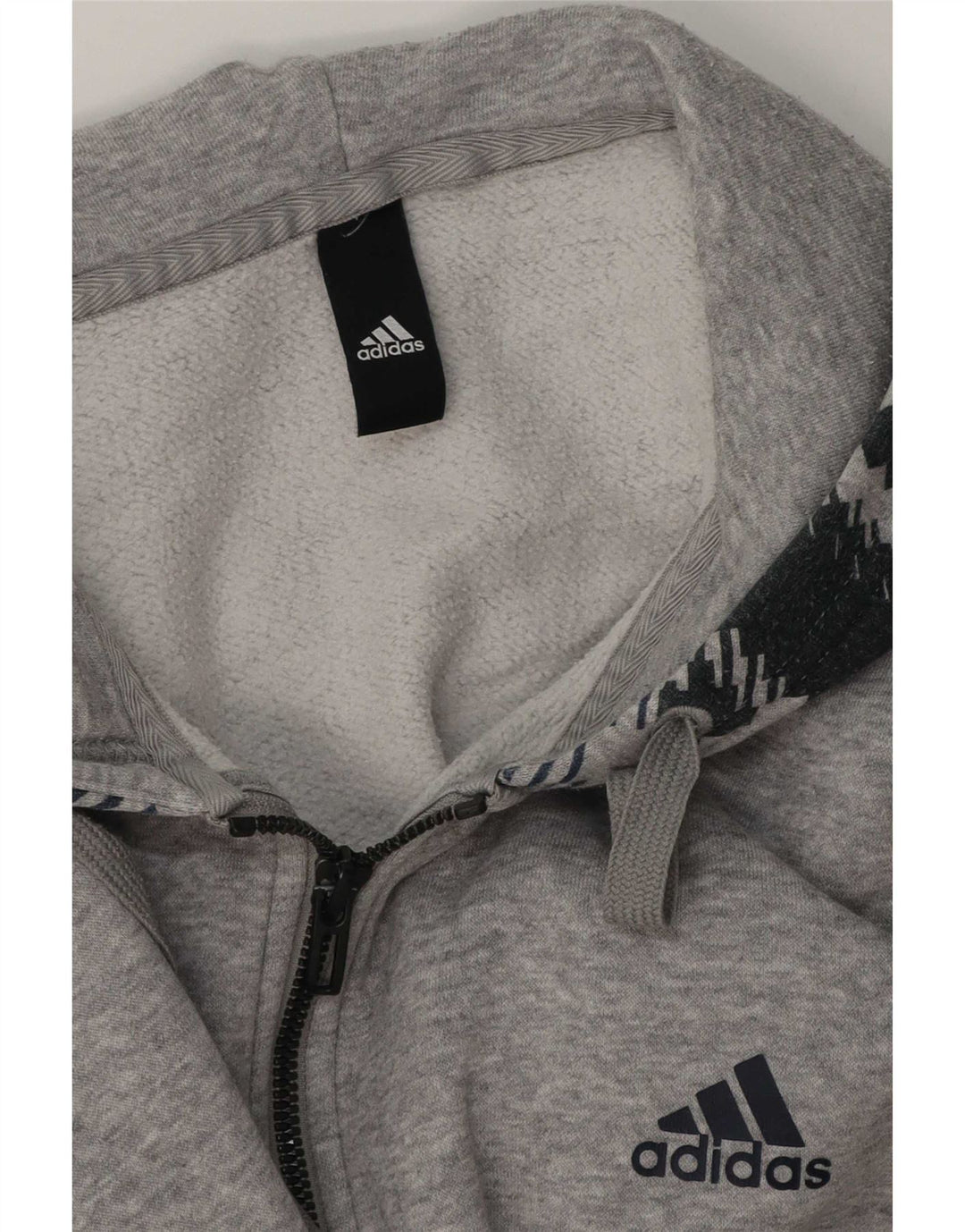Мужской свитер с капюшоном на молнии Adidas, большой серый с геометрическим узором