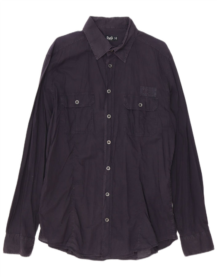 Мужская рубашка Dolce & Gabbana среднего темно-синего цвета
