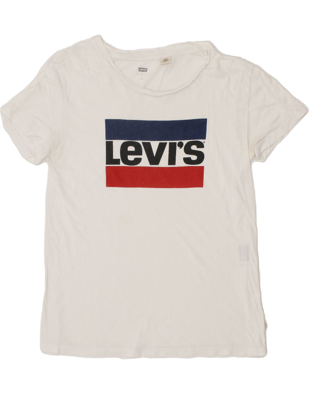 LEVI'S Womens Graphic T-Shirt Top UK 12 Medium White Vintage Levi's and Second-Hand Levi's from Messina Hembry 