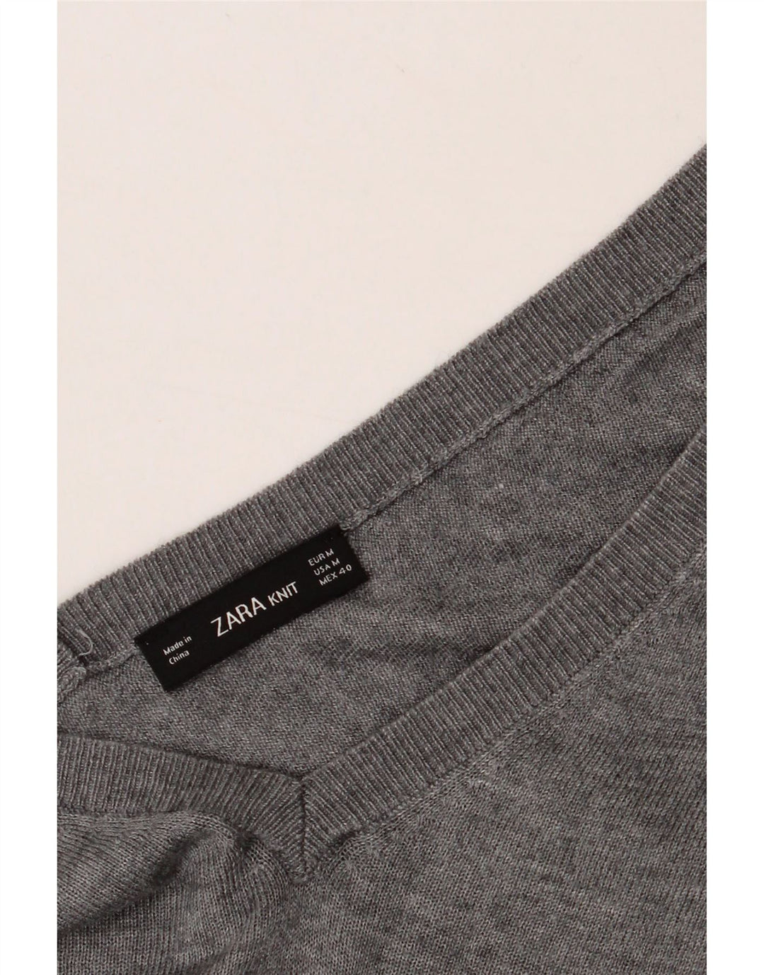ZARA Womens Crop V-Neck Jumper Sweater UK 12 Medium Grey Vintage Zara and Second-Hand Zara from Messina Hembry 