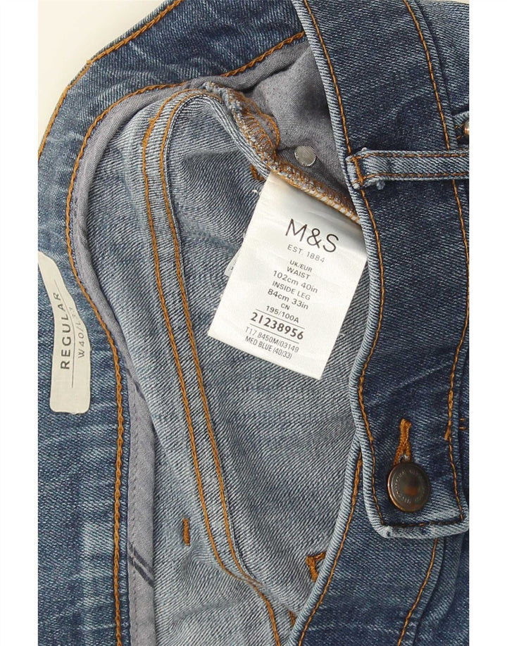 Мужские прямые джинсы Marks & Spencer W40 L33 синего цвета, хлопок