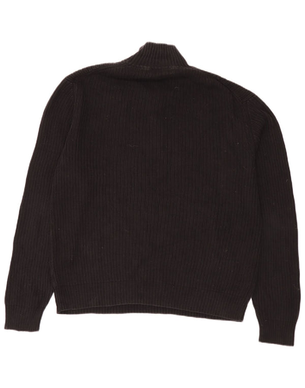 Calvin Klein Mens Zip Neck Jumper Sweater Large Black Cotton