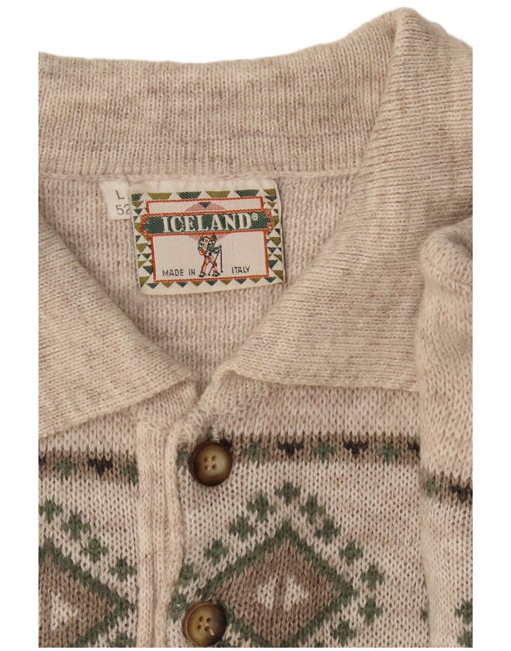 ИСЛАНДИЯ Мужской свитер с воротником поло IT 52 Большой Серый Fair Isle