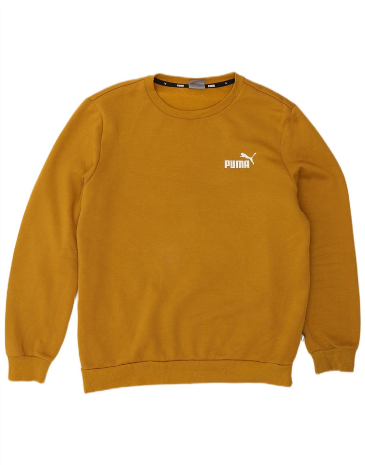 Мужской свитшот Puma, хлопковый джемпер среднего желтого цвета