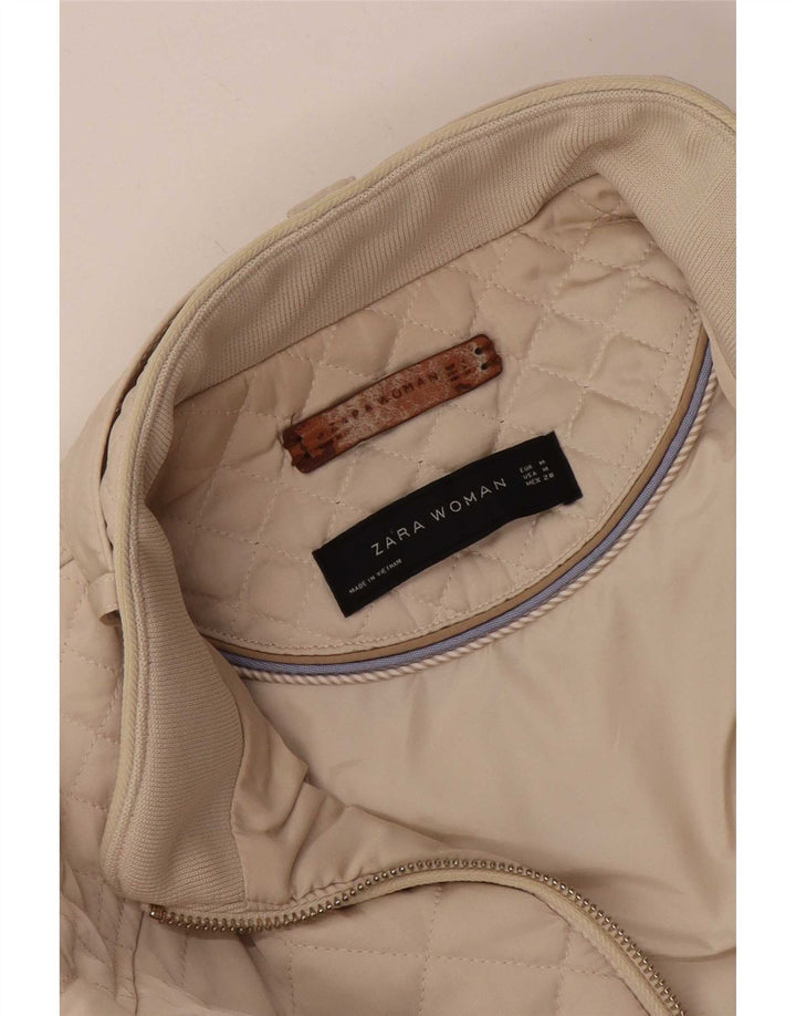 Женская стеганая куртка Zara UK 12 Medium Off White