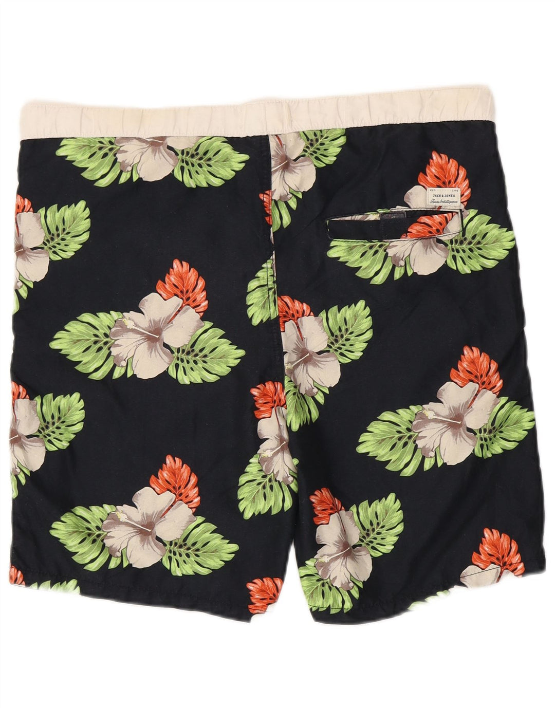 Мужские шорты для плавания JACK & JONES, средний черный, полиэстер с цветочным принтом