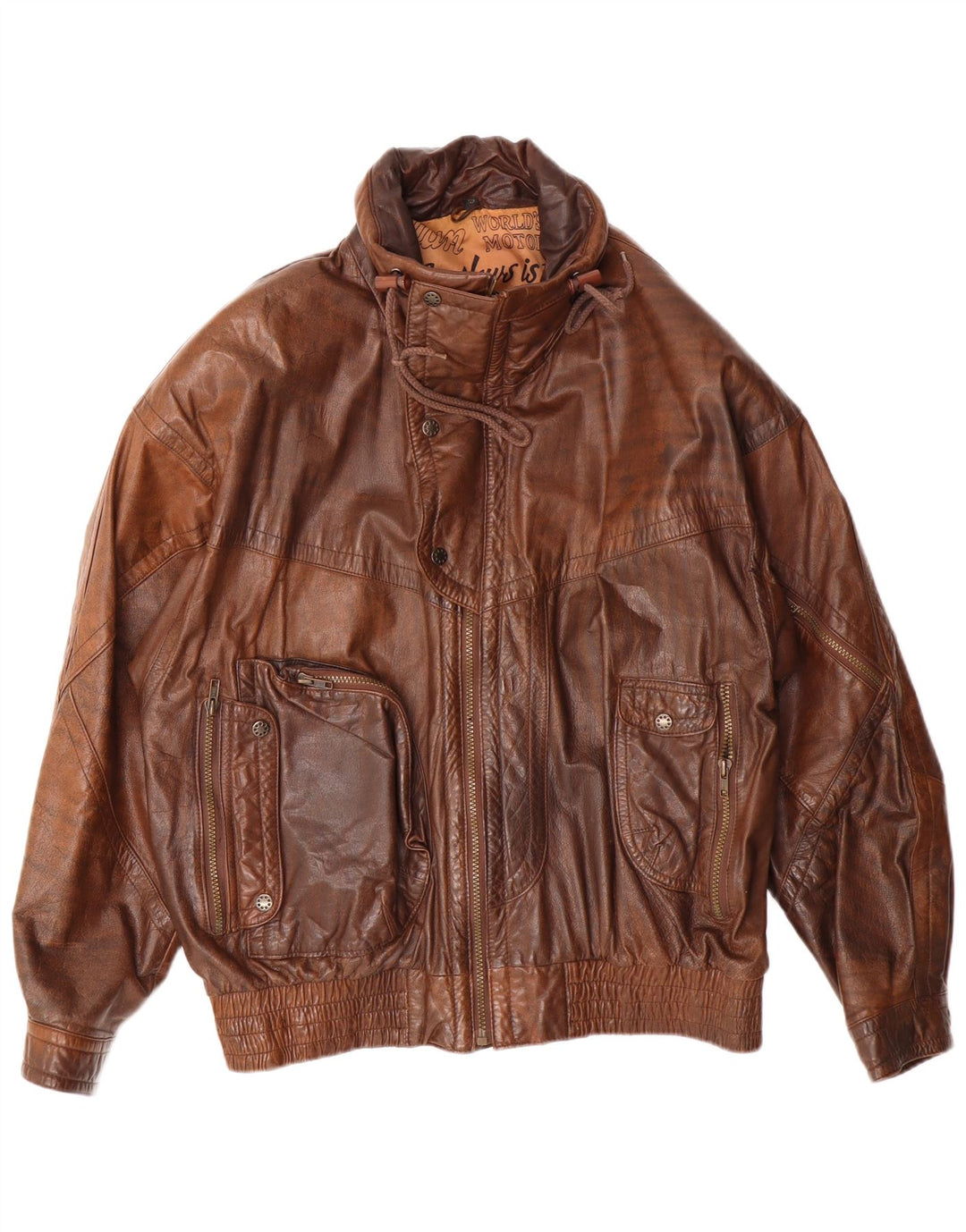 Куртка мужская кожаная для скутера IT 52 XL коричневая кожа