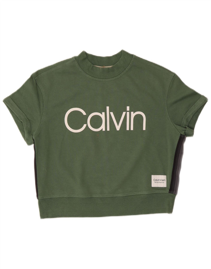 Calvin Klein Женский свободный свитер с рисунком UK 10, маленький зеленый