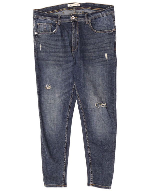 Мужские укороченные джинсы скинни Zara EU 44, большие W34 L26, синий хлопок