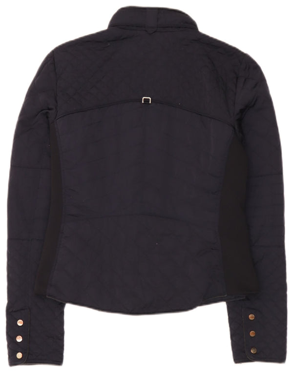 Женская стеганая куртка Zara UK 12, средний темно-синий полиэстер