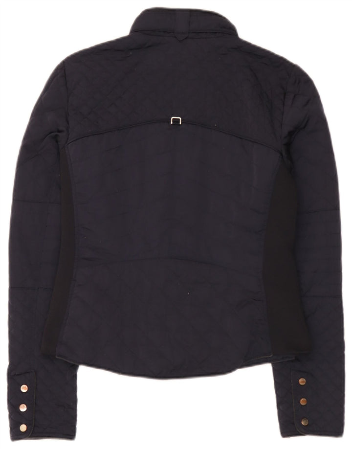 Женская стеганая куртка Zara UK 12, средний темно-синий полиэстер