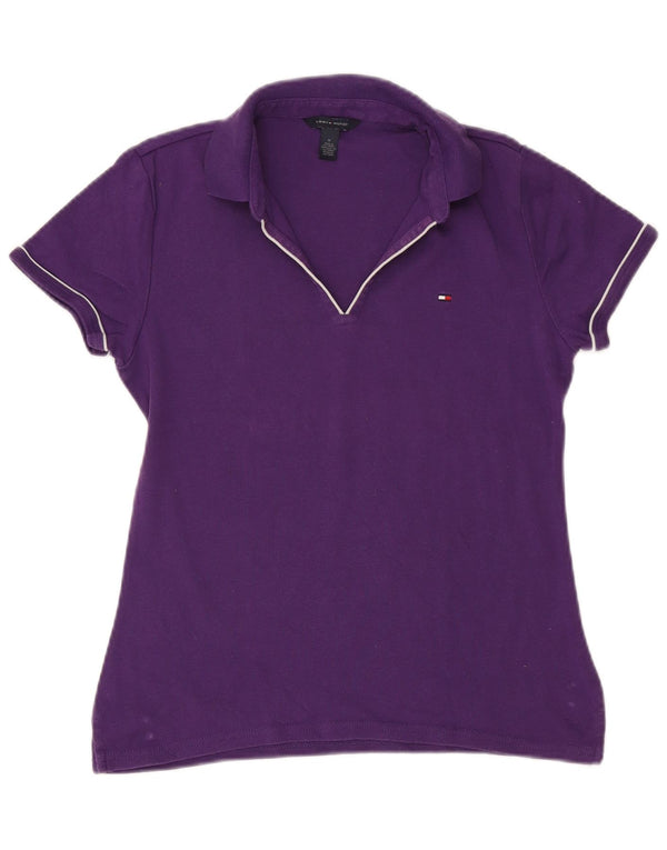 Tommy Hilfiger Womens Polo Shirt UK 12 Medium Purple