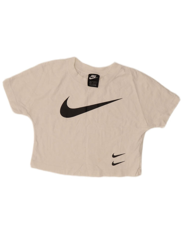 Женская укороченная футболка с рисунком Nike UK 6 XS, белый хлопок