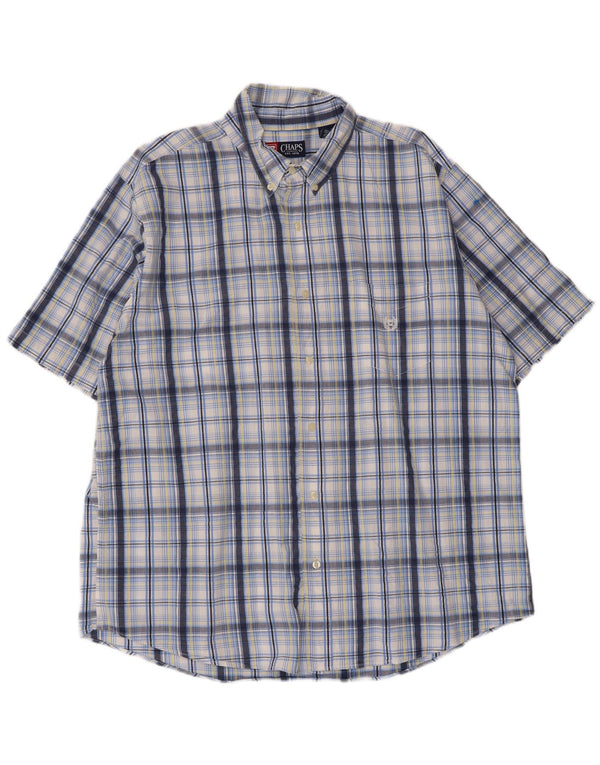 Мужская рубашка Chaps с коротким рукавом XL, синяя клетка, хлопок