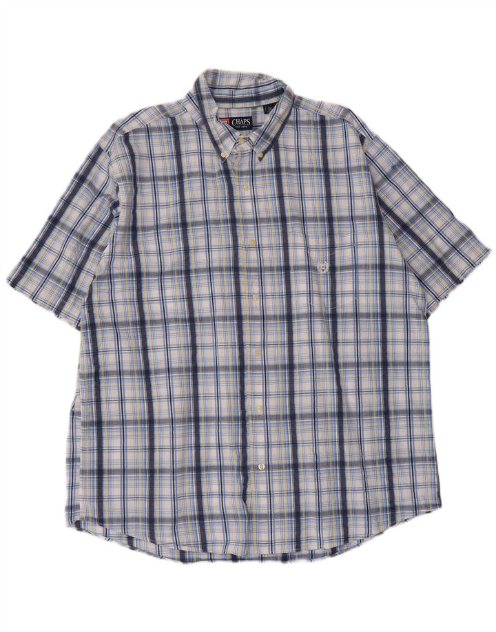 Мужская рубашка Chaps с коротким рукавом XL, синяя клетка, хлопок