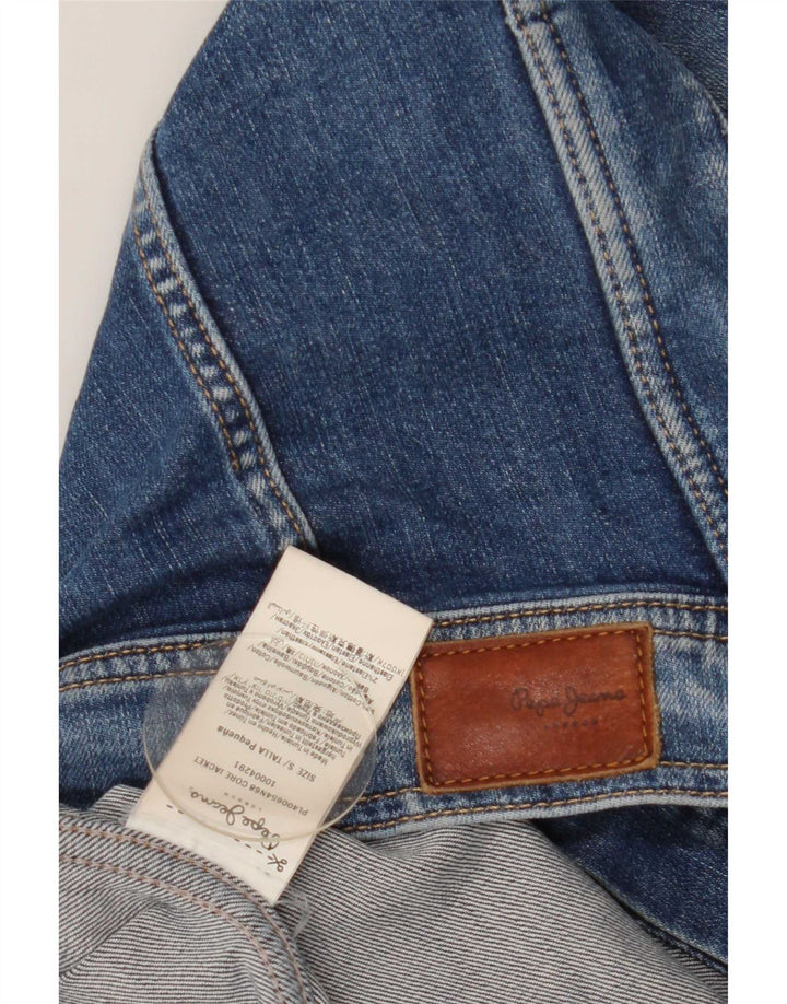 Женская укороченная джинсовая куртка PEPE Jeans UK 8, маленькая синяя, хлопок