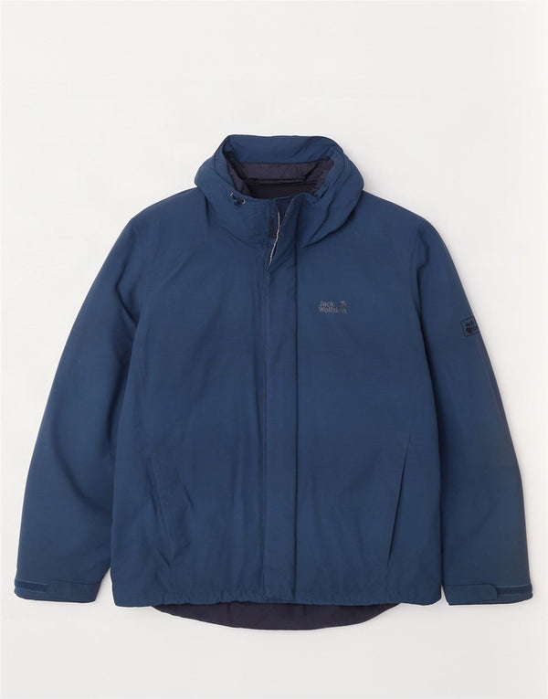 Мужская ветровка с капюшоном Jack Wolfskin UK 40/42, большая темно-синяя