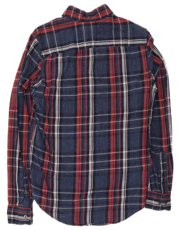 Мужская фланелевая рубашка приталенного кроя Tommy Hilfiger XS, темно-синяя клетка, хлопок
