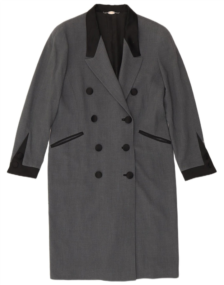 Винтажное женское двубортное пальто IT 46, большое, серое, шерсть