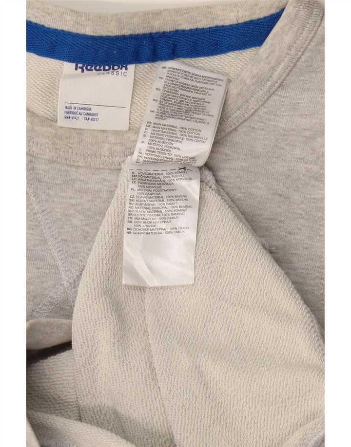 REEBOK Мужской свитшот с графическим рисунком, маленький серый хлопковый джемпер с цветными блоками