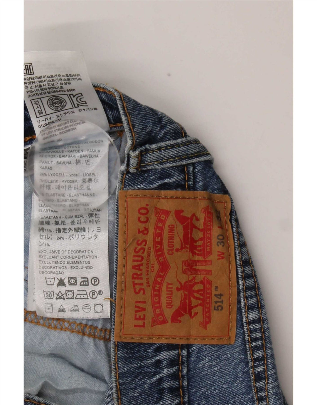 Мужские прямые джинсы Levi's 514 W30 L32 синие, хлопок