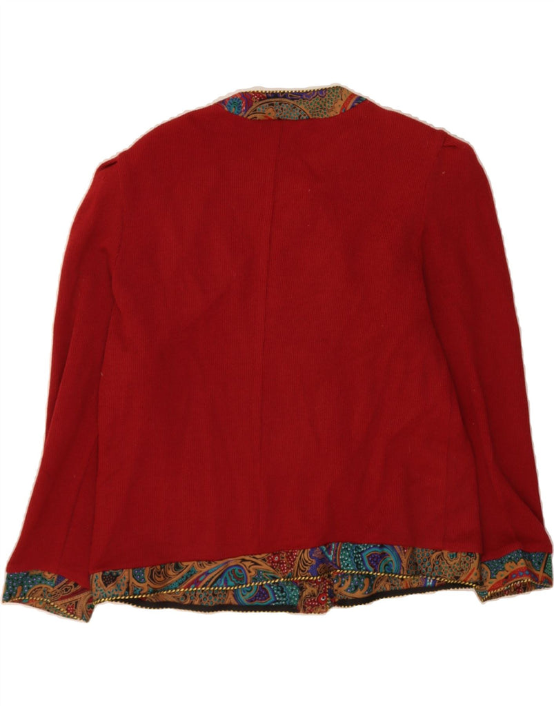 VINTAGE Womens Cardigan Sweater Size 13/14 Medium Burgundy Paisley Acrylic Vintage Vintage and Second-Hand Vintage from Messina Hembry 