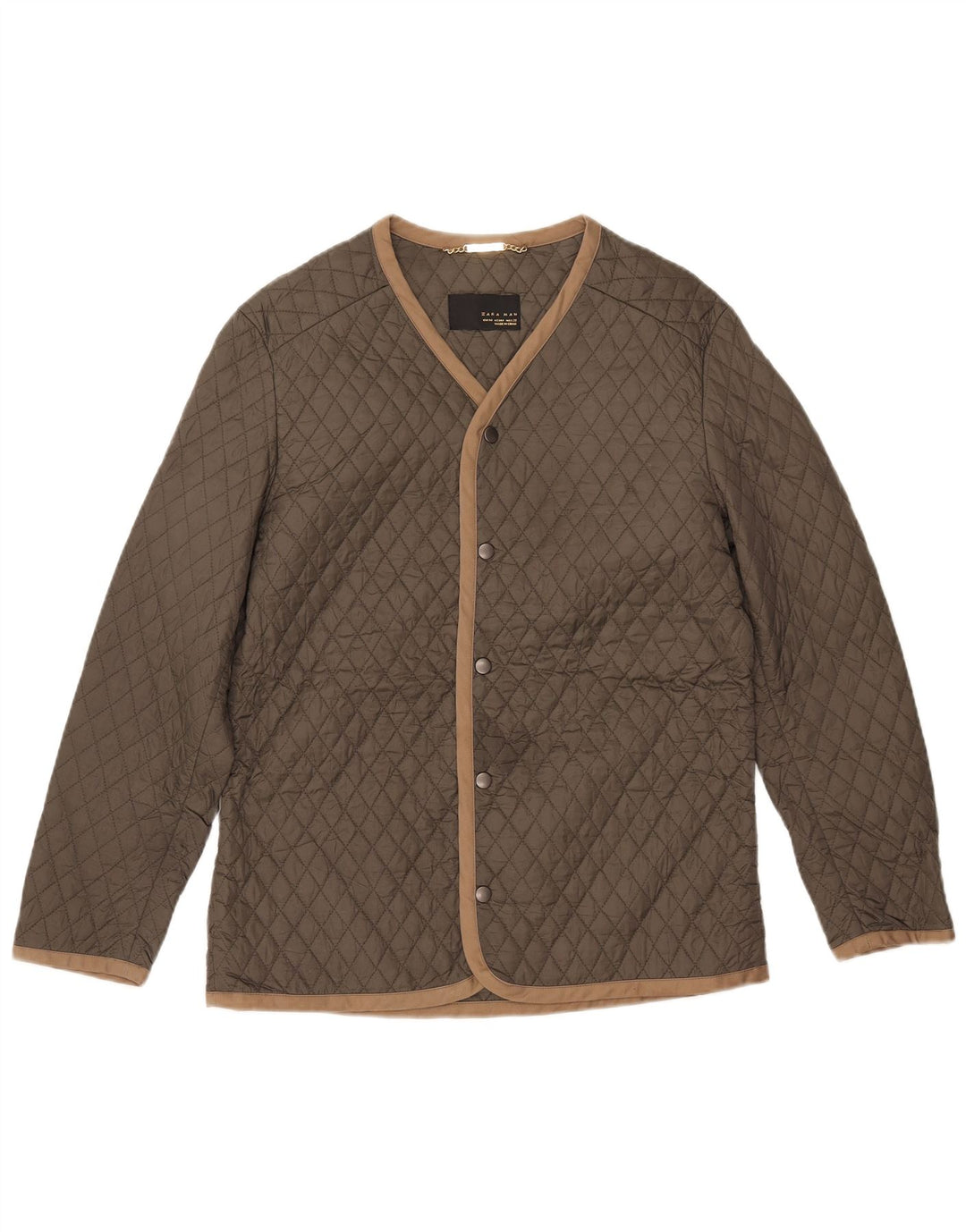 Мужская стеганая куртка Zara UK 38, средний хаки, нейлон