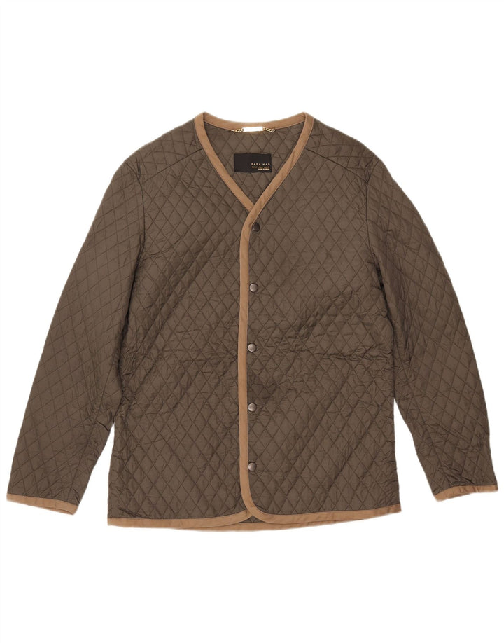 Мужская стеганая куртка Zara UK 38, средний хаки, нейлон