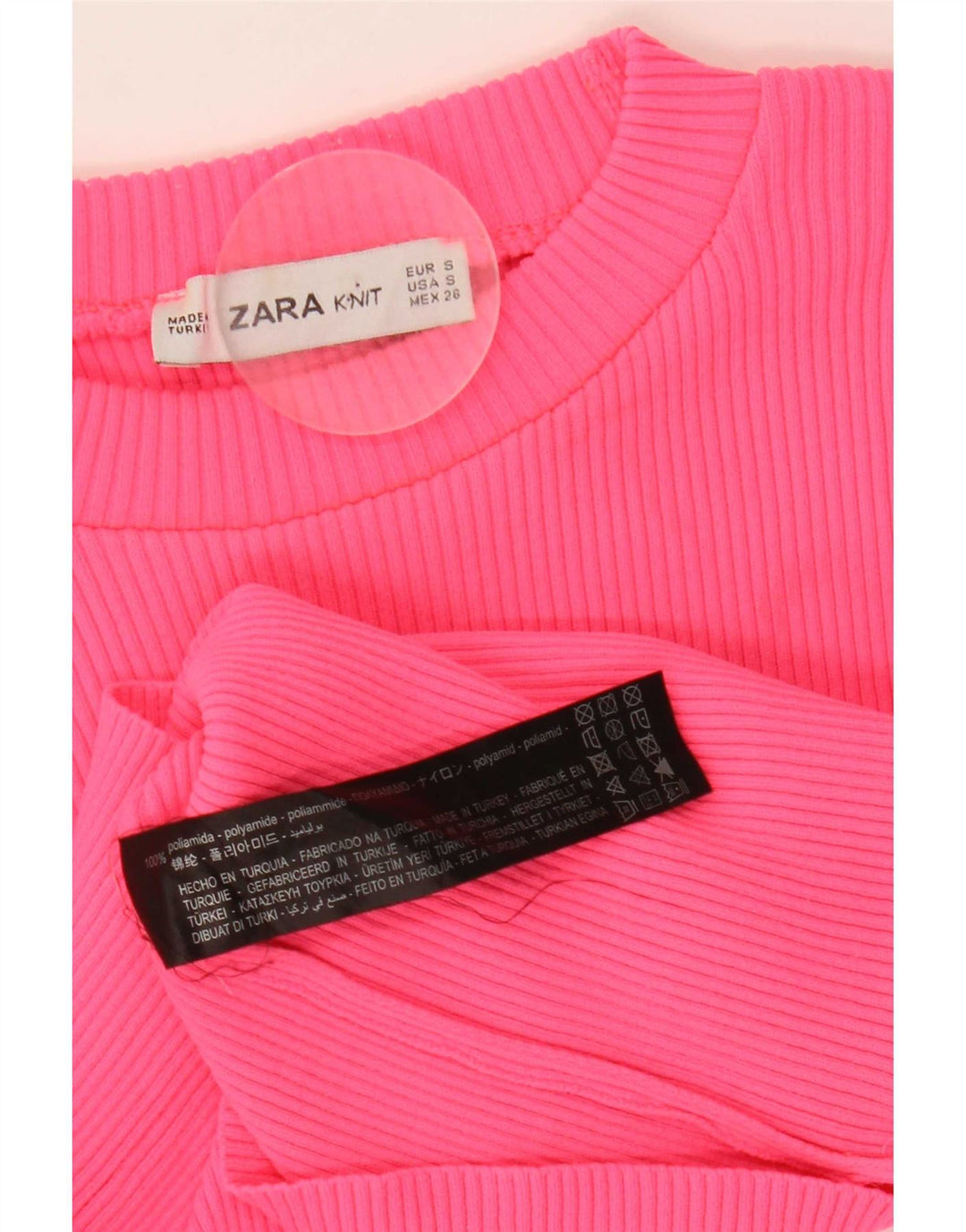 Женский укороченный топ Zara с длинным рукавом UK 8, маленький розовый, полиамид