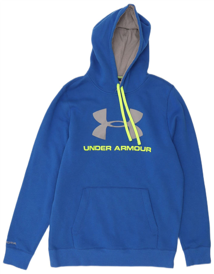 Мужской джемпер с капюшоном Under Armour, хлопковый, среднего синего цвета