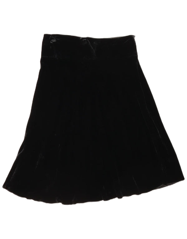Винтажная женская велюровая юбка-трапеция IT 42 Medium W28 Черная шелковая