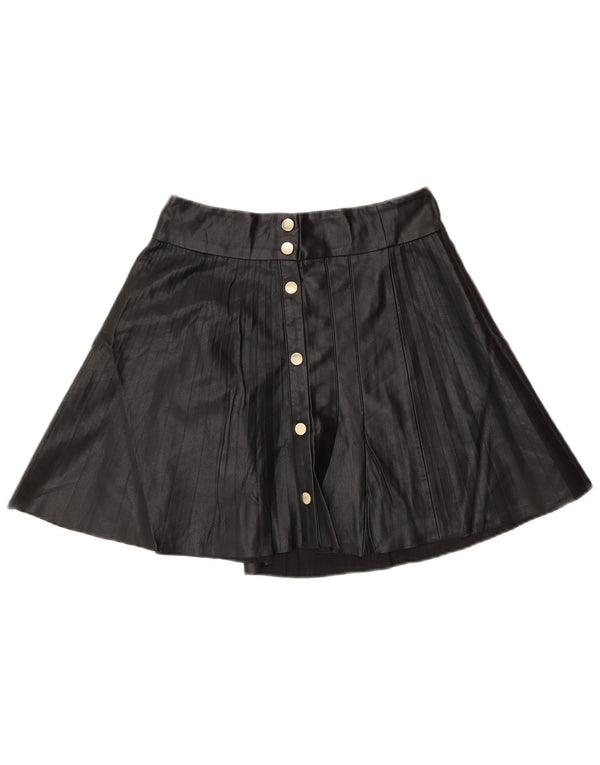 Женская мини-юбка Zara из искусственной кожи, маленькая W26, черный полиэстер