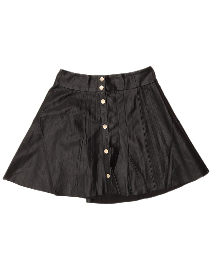 Женская мини-юбка Zara из искусственной кожи, маленькая W26, черный полиэстер