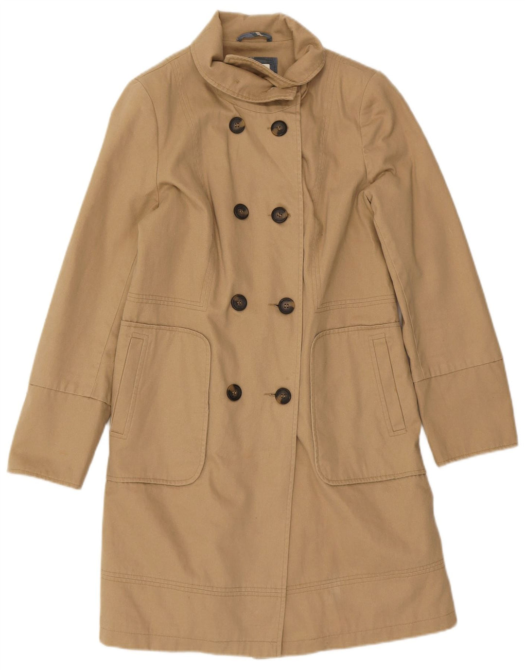 WHITE STUFF Womens Double Breasted Coat UK 12 Medium Beige Cotton