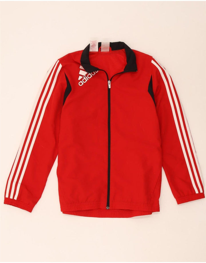 Спортивный костюм Adidas для мальчиков с графическим рисунком, верхняя куртка 13-14 лет, красный полиэстер