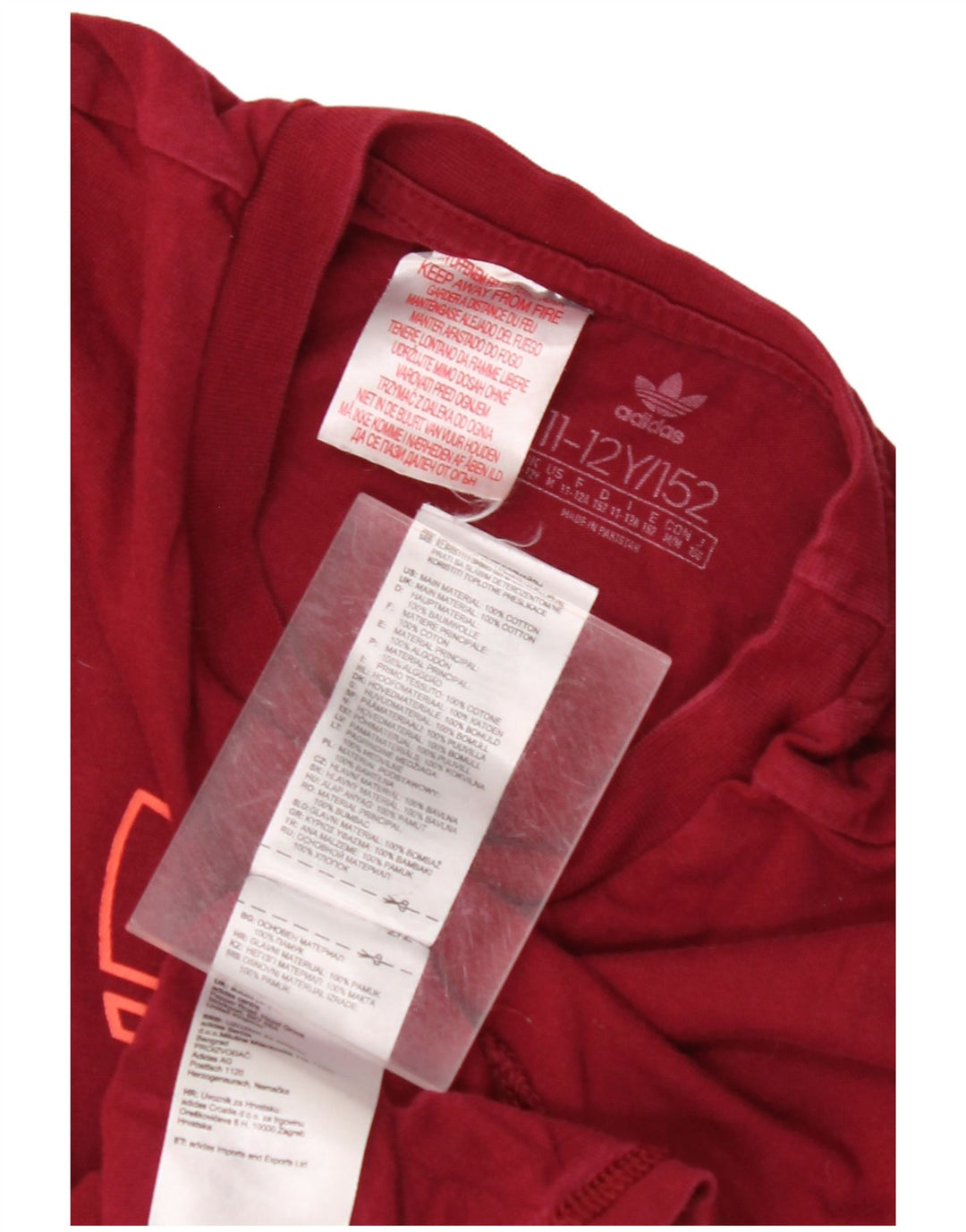 Футболка ADIDAS с рисунком для мальчиков, топ 11–12 лет, темно-бордовый хлопок