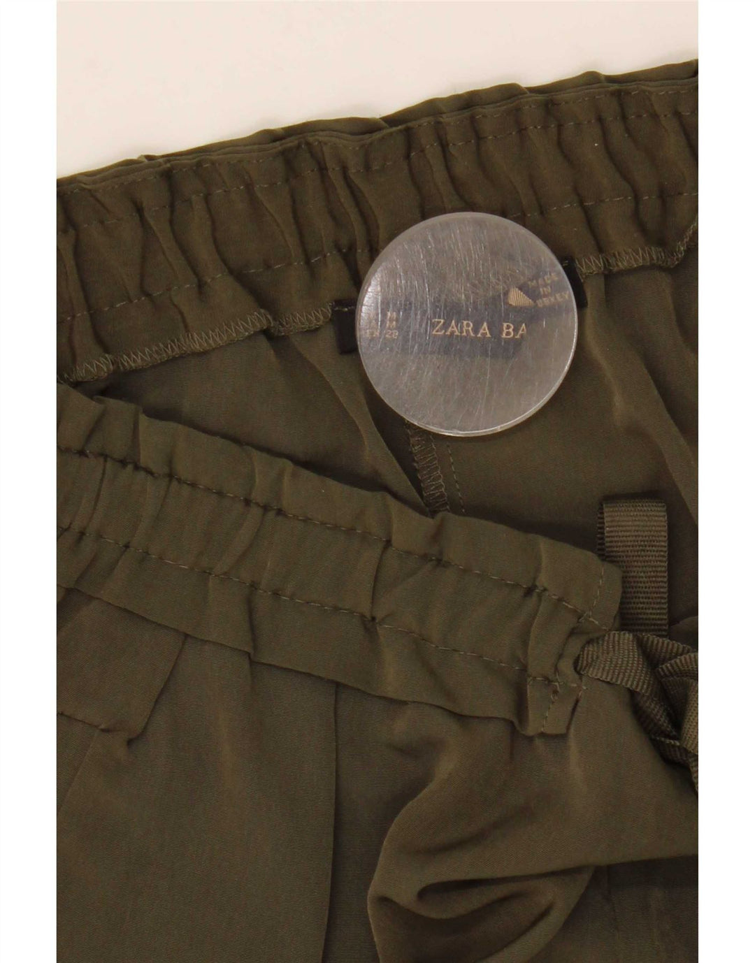Женские повседневные зауженные брюки Zara среднего размера W28 L27, полиэстер цвета хаки