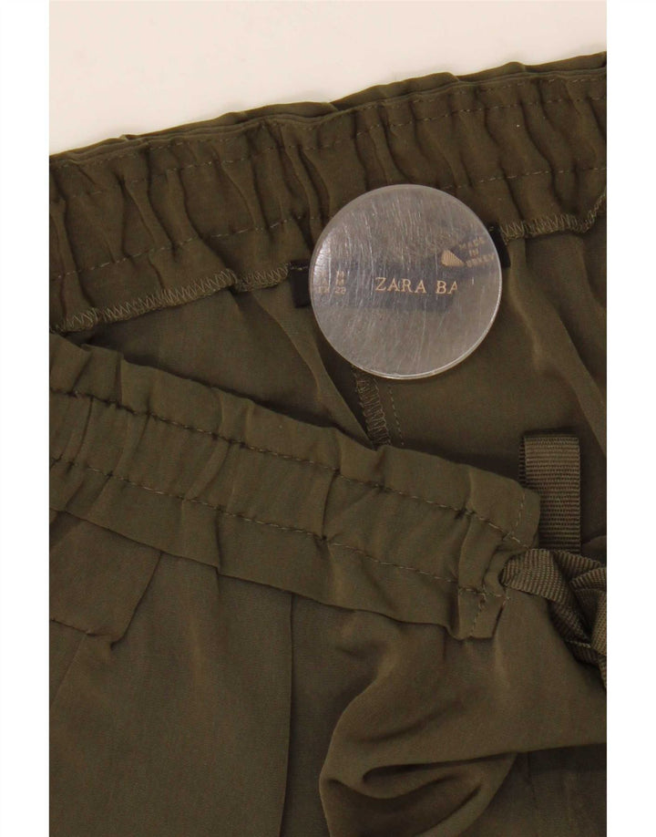 Женские повседневные зауженные брюки Zara среднего размера W28 L27, полиэстер цвета хаки