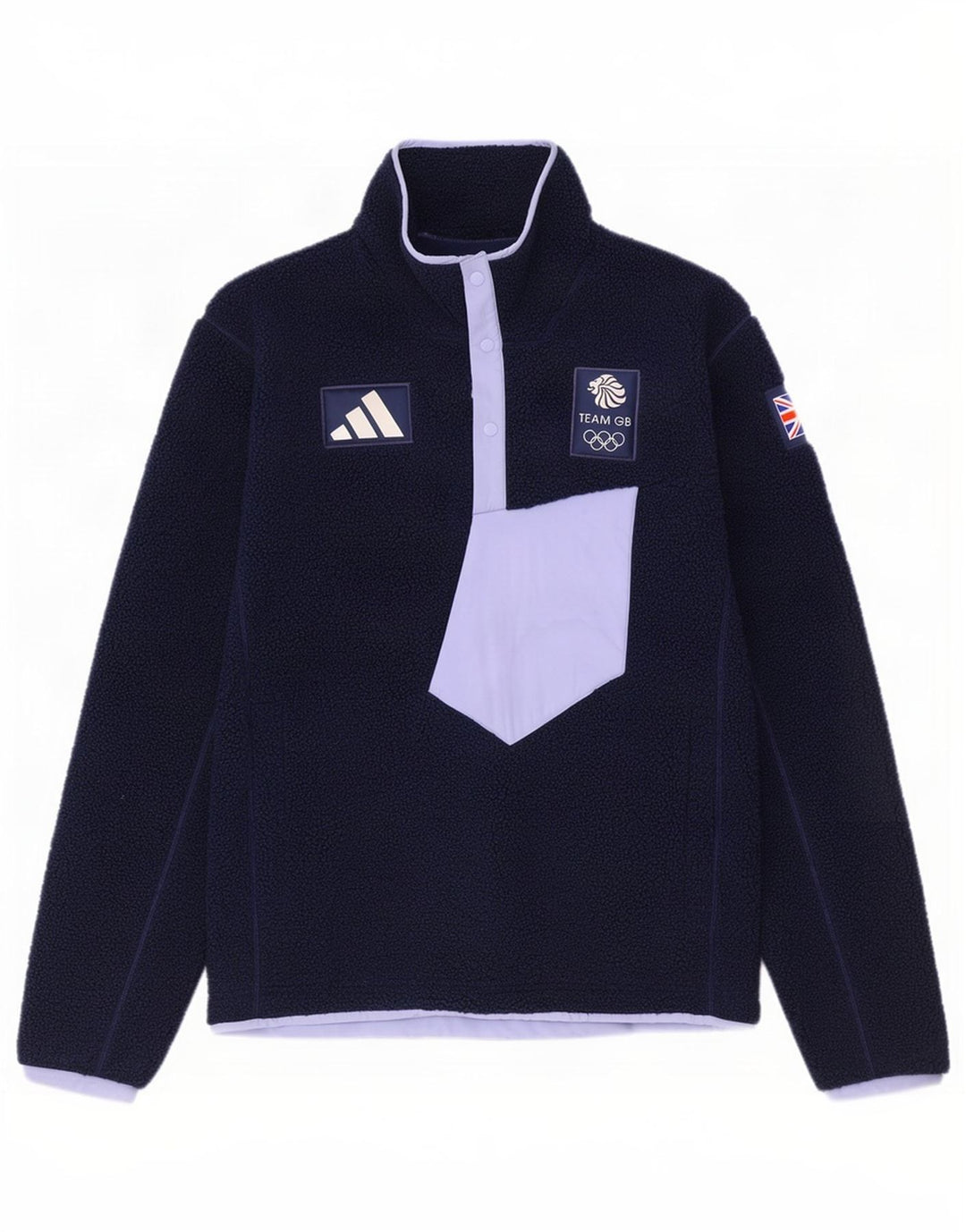 Мужской флисовый джемпер Adidas Team GB с воротником на пуговицах, средний, темно-синий, с цветными блоками