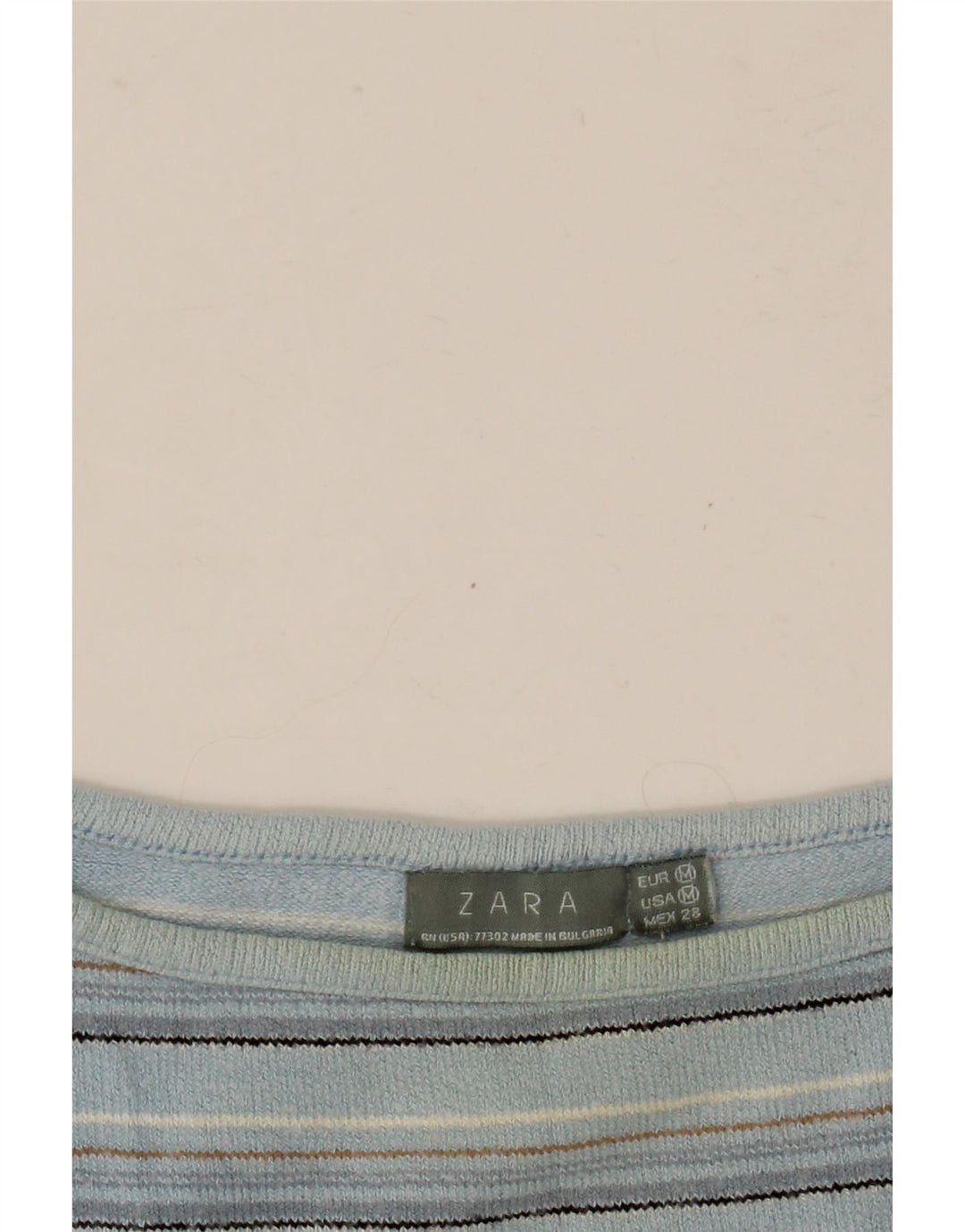 Женский укороченный топ Zara с рукавом 3/4 UK 12, средний синий в полоску