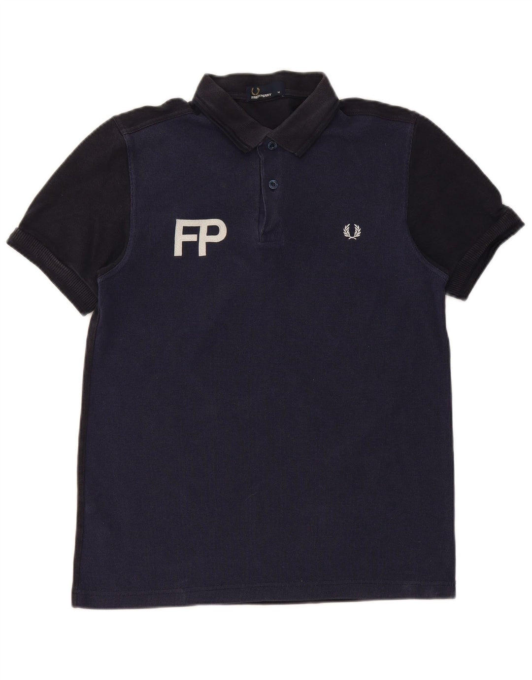 Мужская рубашка-поло с рисунком Fred Perry, темно-синяя, хлопковая с цветными блоками