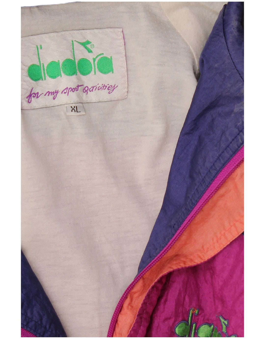 DIADORA Мужской спортивный костюм свободного покроя Italia, верхняя куртка XL, розовый, с цветными блоками