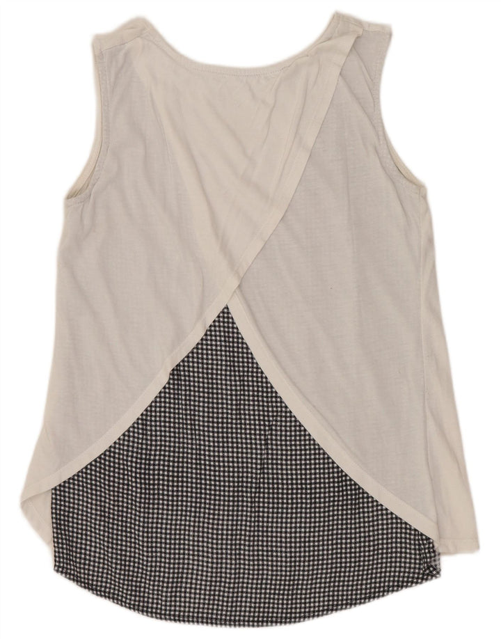 Женская блузка без рукавов DESIGUAL UK 10, маленькая белая с цветочным принтом