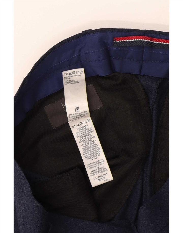 Мужские узкие брюки Marks & Spencer W32 L31 темно-синие шерстяные