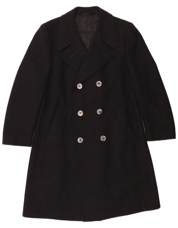 Винтажное мужское двубортное пальто IT 54 2XL, черная шерсть