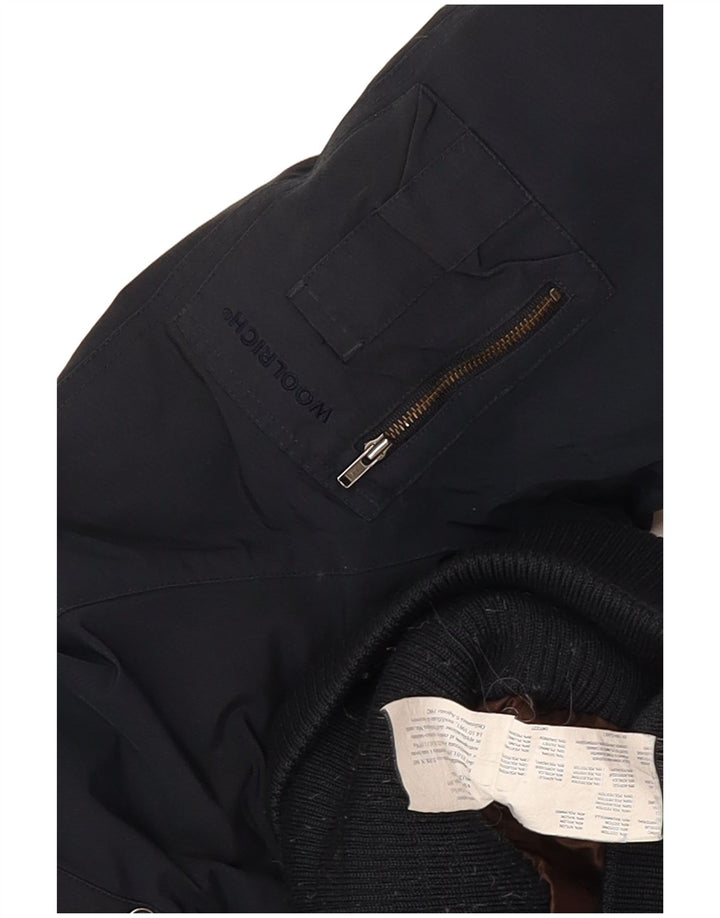 Женская стеганая куртка Woolrich с капюшоном UK 12, средний темно-синий хлопок