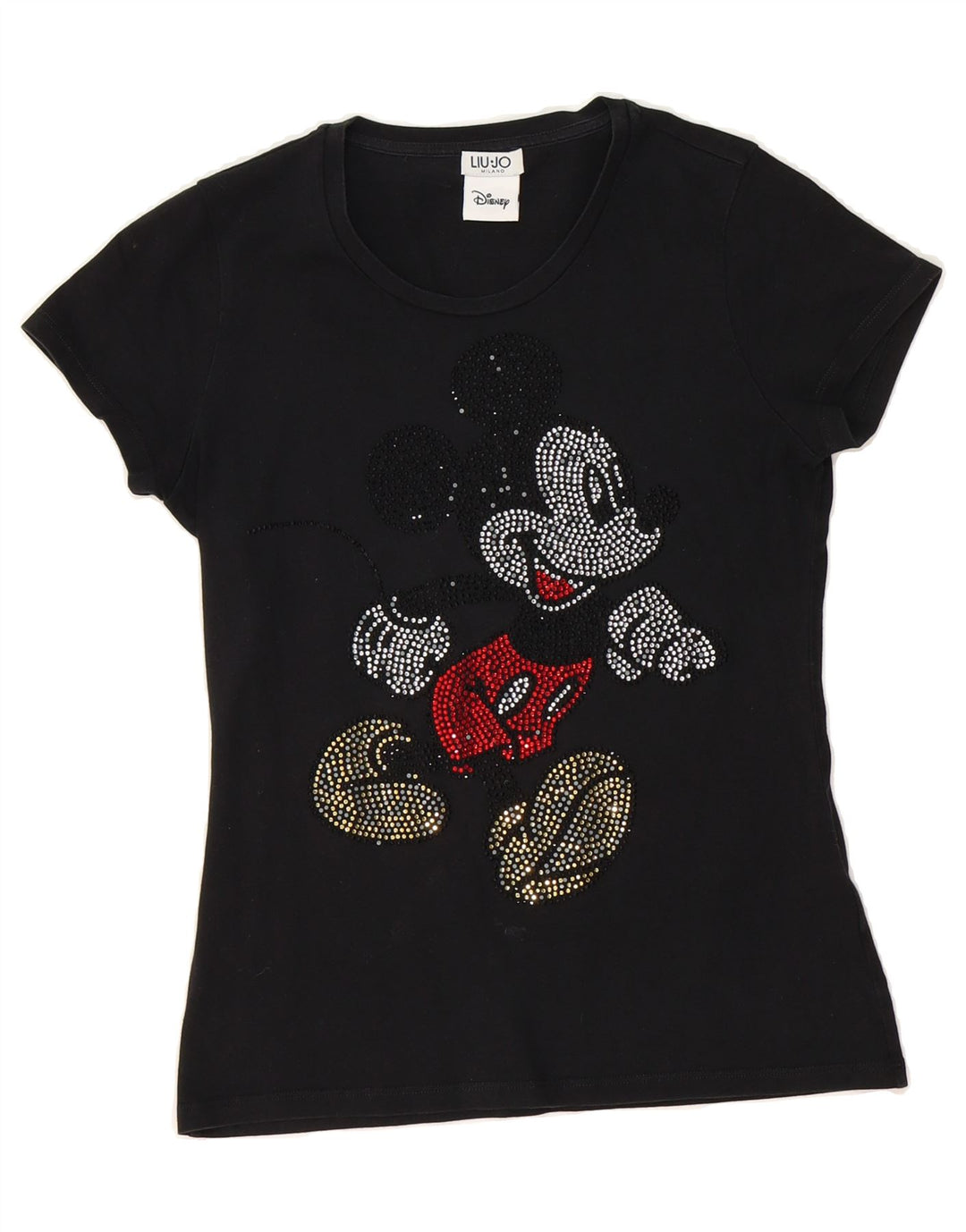 LIU JO Womens Mickey Mouse Graphic T-Shirt Top UK 12 Medium Black Vintage Liu Jo and Second-Hand Liu Jo from Messina Hembry 