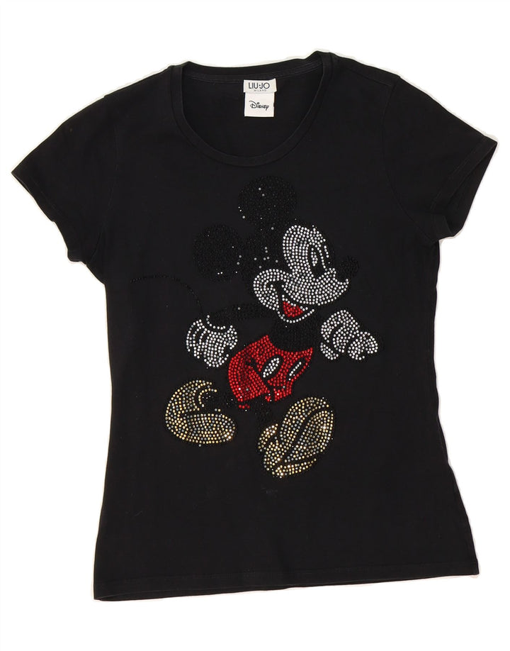 LIU JO Womens Mickey Mouse Graphic T-Shirt Top UK 12 Medium Black Vintage Liu Jo and Second-Hand Liu Jo from Messina Hembry 