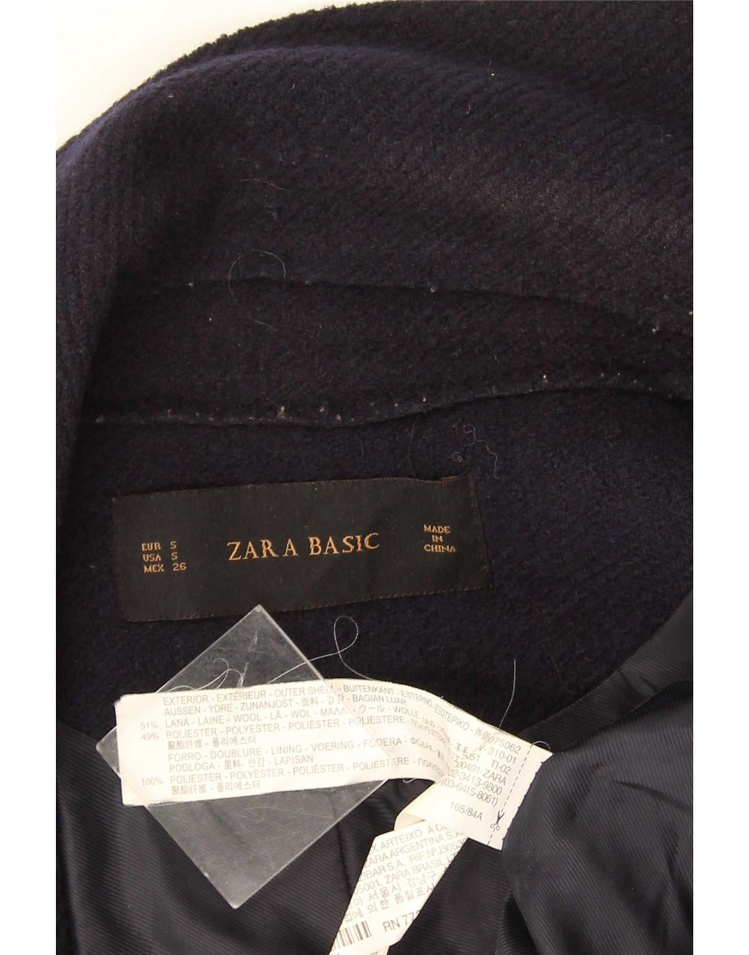 Женский удлиненный открытый жилет Zara UK 10, маленький размер, темно-синий, шерстяной