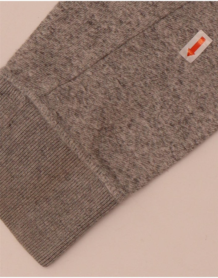 Мужской топ Superdry из хлопка с длинными рукавами среднего серого цвета в крапинку
